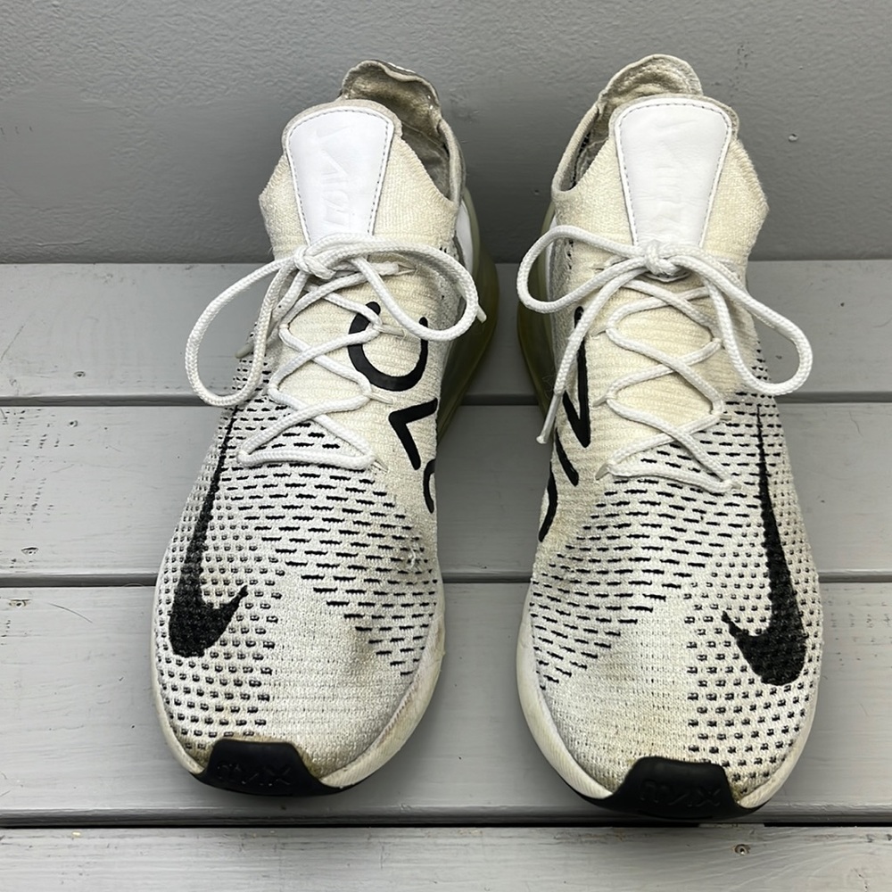 Nike Womens Air Max 270 Flyknit AH6803-100 White/Black Running Shoes Size 10